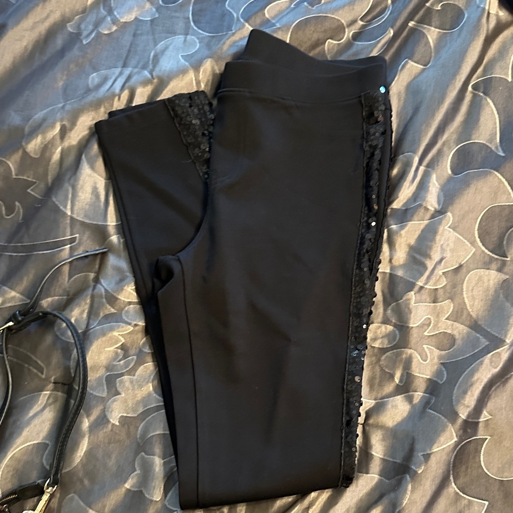 HUE Black Leggings with Sequin Detail